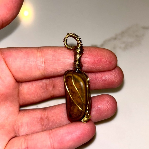 Wire Wrapped Tigers Eye Pendant - Picture 7 of 7
